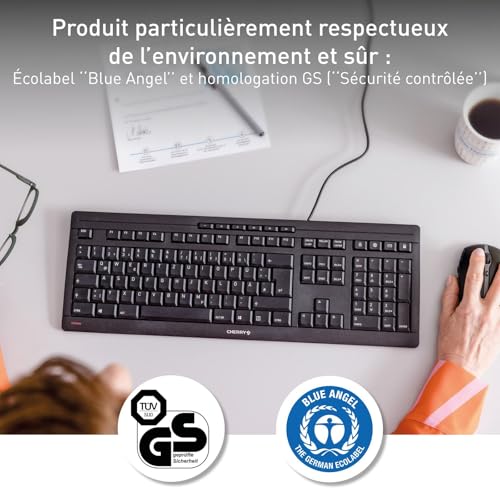 CHERRY Clavier STREAM KEYBOARD USB noir AZERTY (FR)
