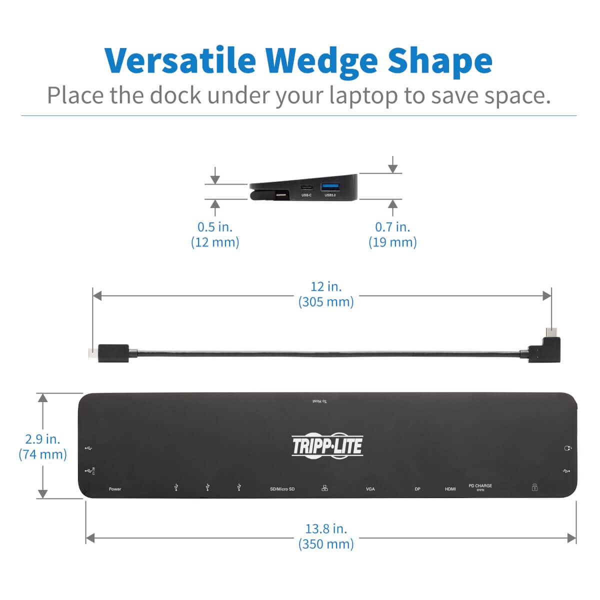 EATON TRIPPLITE USB-C Dock Triple Display 4K HDMI & DP VGA USB 3.2 Gen 1 USB-A/C Hub GbE 100W PD Charging