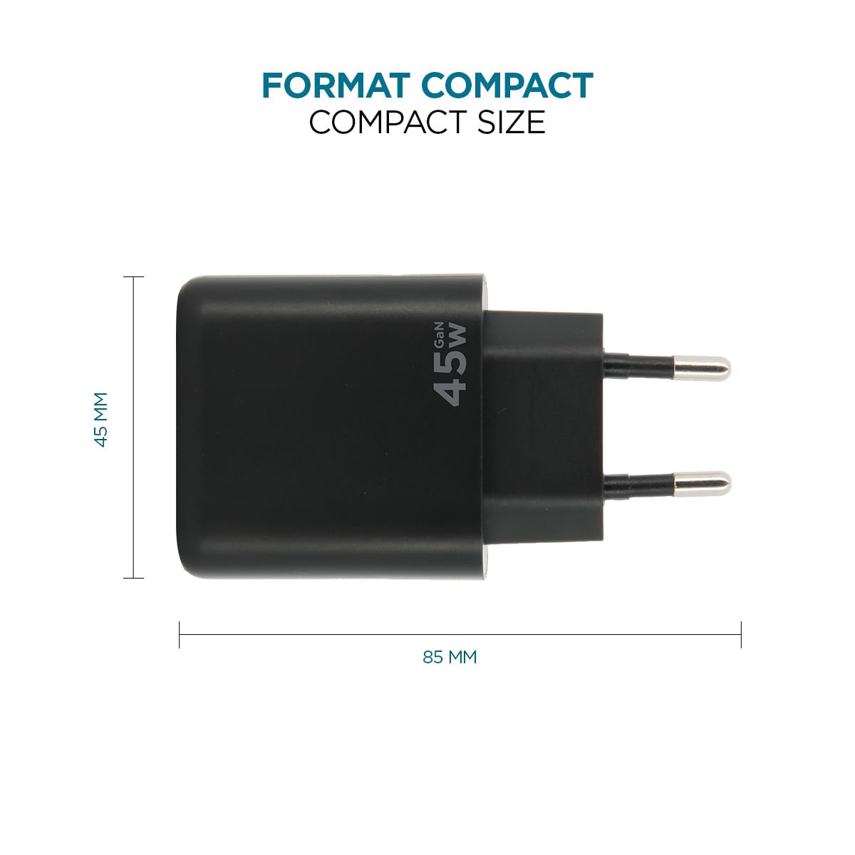 Wall Charger 45W 1 USB A+1 USB C GaN
