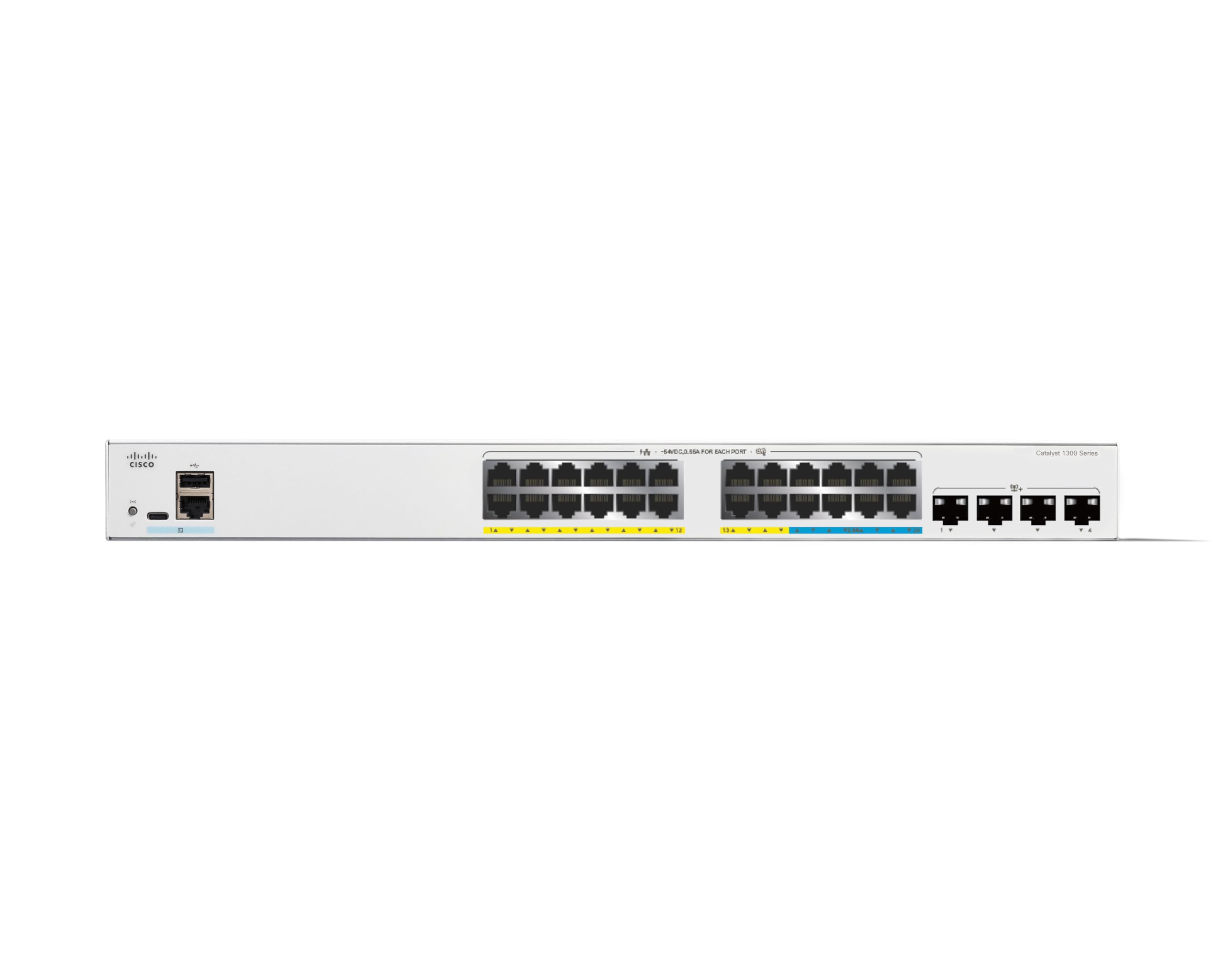 CISCO Catalyst 1300 24-Port Switch / 8-Port 2.5GE + 16-Port 1GE PoE+ with 375W power budget 4 x 10G SFP+ Uplinks