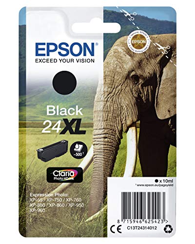 EPSON 5LB 24XL ink cartridge black high capacity 10ml 500 pages 1-pack RF-AM blister w/s
