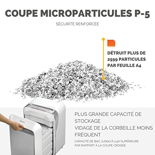 FELLOWES DESTRUCTEUR MICROSHRED LX211 BLANC COUPE MIRCROPARTICULES 230V EU/UK