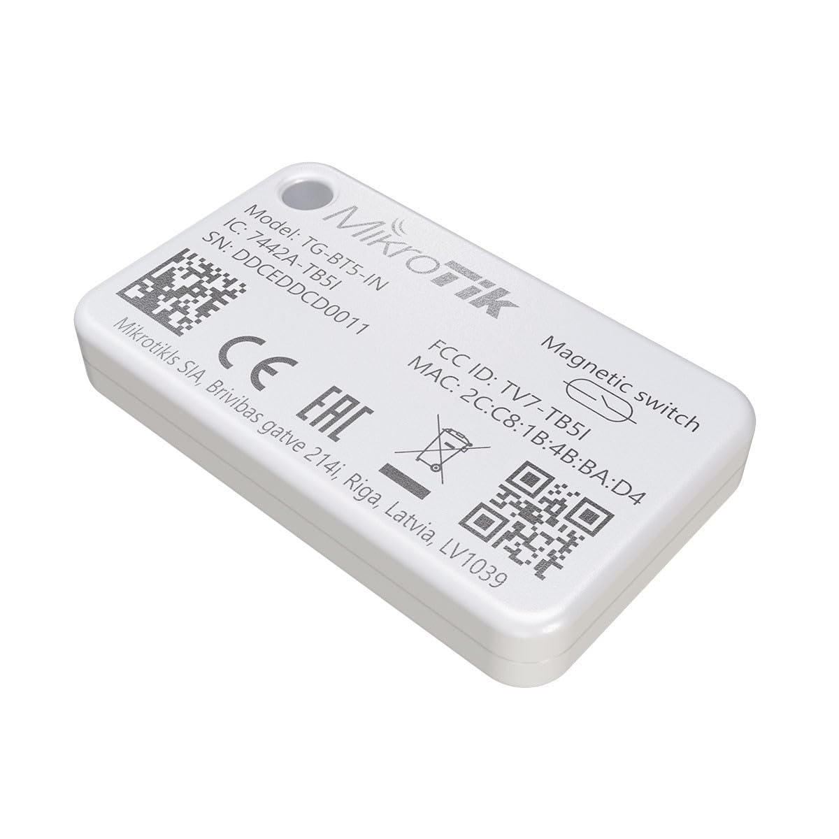 MikroTik Indoor BLE 5.2 Tag, Built-in Accelerometer, iBeacon, Magnet Activation
