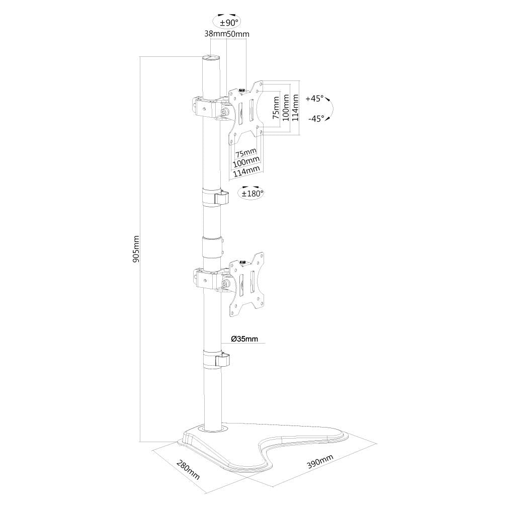 NEOMOUNTS FPMA-D550DDVBLACK Support décran à poser 10-32p - installation verticale