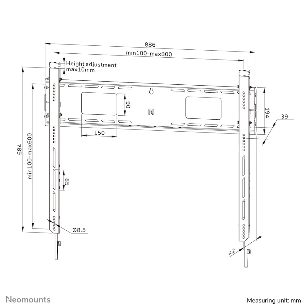 NEOMOUNTS WL30-750BL18 Support mural fixe pour écran 43-98p- robuste - verrouillable - installation rapide - TÌV