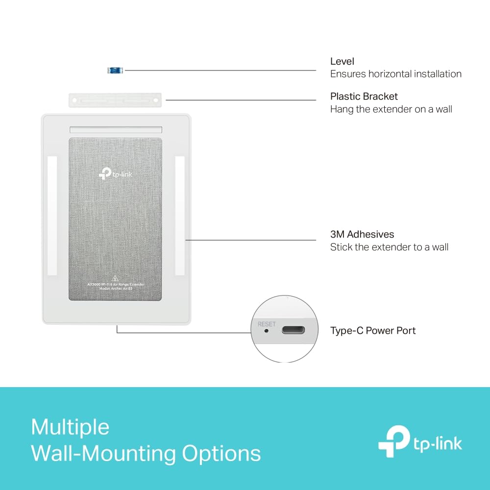 TP-LINK AX3000 Wi-Fi 6 Air Range Extender 574Mbps at 2.4GHz + 2402Mbps at 5GHz 4x Internal Antennas 8mm Ultra-thin Shell