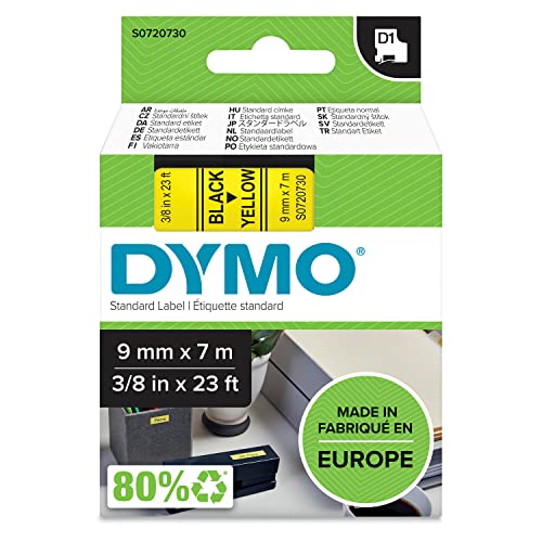 DYMO Ruban D1 - 9 mm noir sur jaune