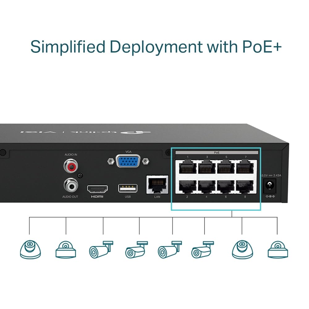 TP-LINK VIGI NVR1008H-8MP 8 Channel PoE Network Video Recorder