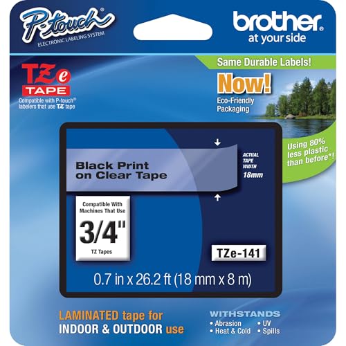 Ruban laminé standard BROTHER Blanc/Noir 18mm TZE-345