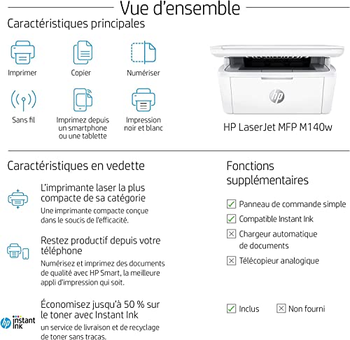 HP LaserJet MFP M140w MFP Mono B/W laser A4 210x297mm A4 20ppmcopy 20ppmprint 150 sheets USB 2.0 Wi-Fi Bluetooth