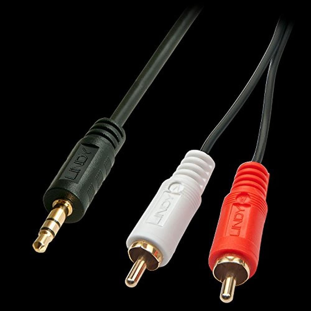 LINDY Premium Audio Adaptercable 2m 2x Phono/RCA to 3.5mm Stereo Jack