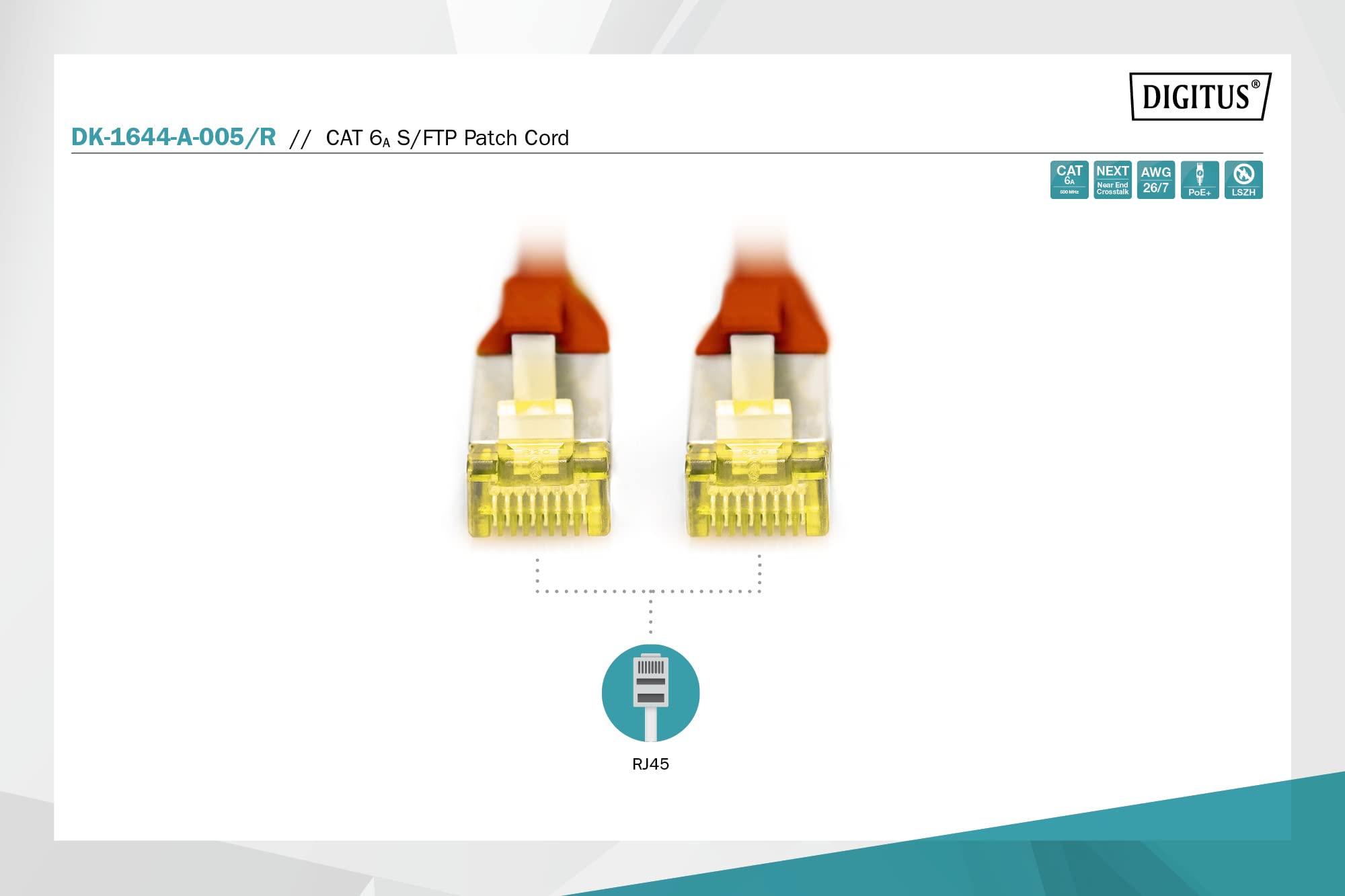 Digitus DK-1644-A-005/R câble de réseau Rouge 0,5 m Cat6a S/FTP (S-STP)