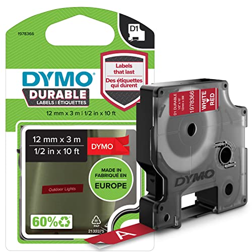 DYMO Ruban d étiquettes autocollantes D1 19 mm x 7 m, blanc sur noir