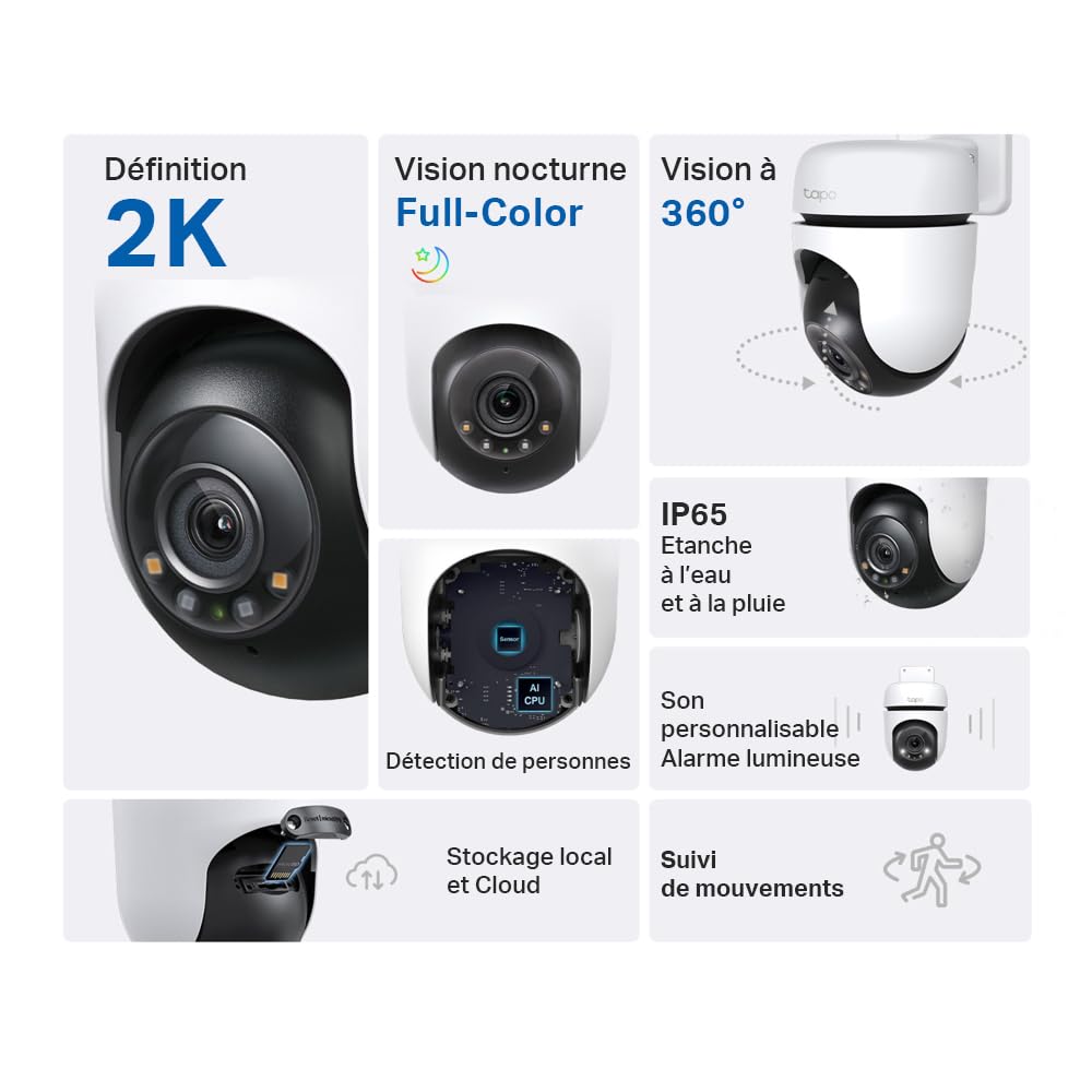 TP-LINK Outdoor Pan/Tilt Security WiFi Camera 2K Resolution-With The Resolution of 2304x1296px