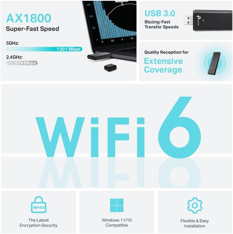 TP-LINK AX1800 Dual Band Wi-Fi 6 USB Adapter