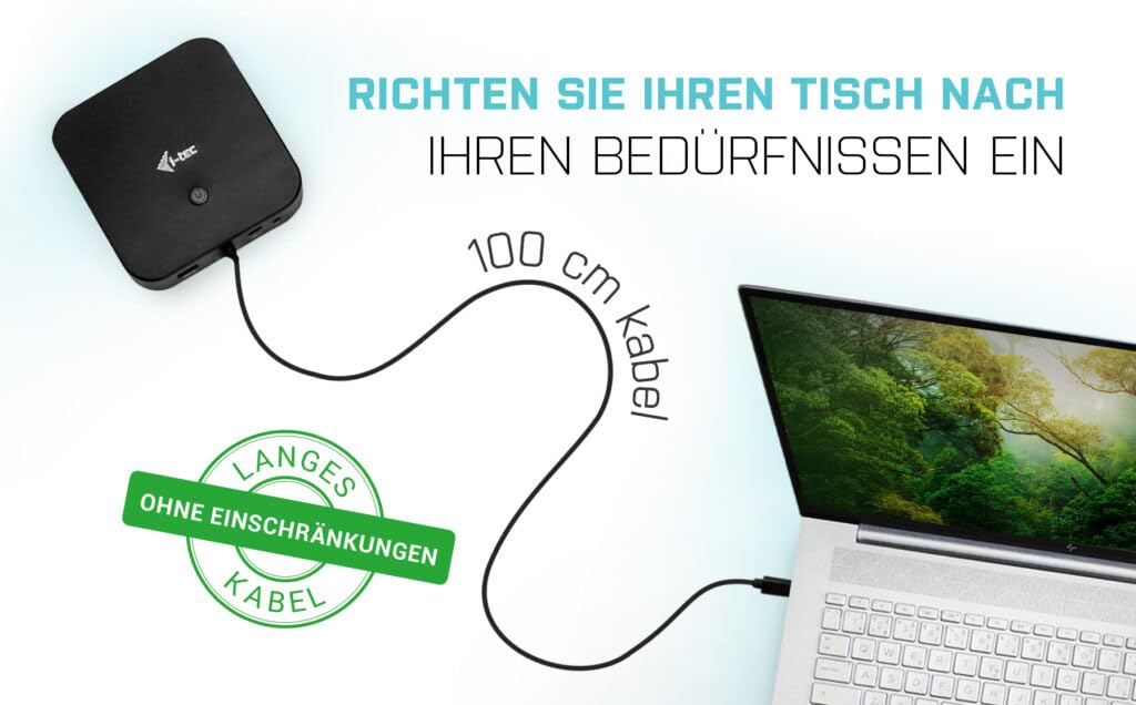 I-TEC USB-C Dual Display MST DS 1xDP 1xHDMI 1xGLAN 3xUSB 3.0 2xUSB 2.0 1xUSB-C-Datei 1xAudio/Mic Jack 1x100W USB-C PD+Charger 112W