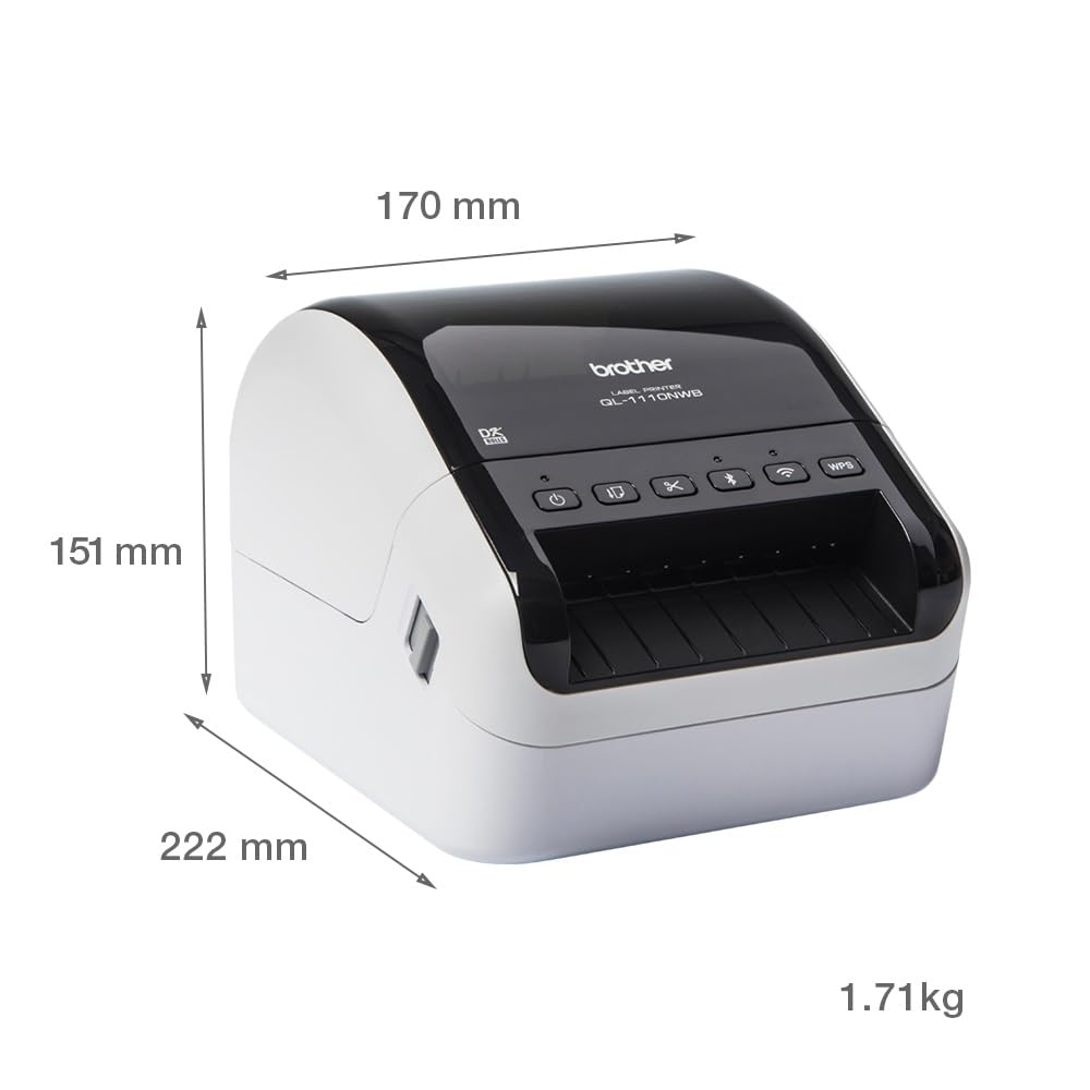 BROTHER QL-1110NWB Wide Format Professional Label Printer with Wi-Fi Ethernet USB Bluetooth Airprint
