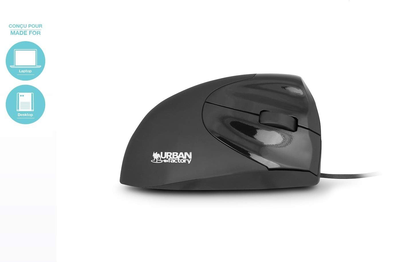 URBAN FACTORY Souris Ergo Filaire USB Droitier