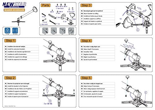 NEOMOUNTS BEAMER-W100SILVER Support mural pour vidÃ©oprojecteur - p 73-123 cm - orientable