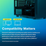 TRANSCEND 4Go JM DDR4 3200MHz U-DIMM 1Rx8 512Mx8 CL22 1.2V