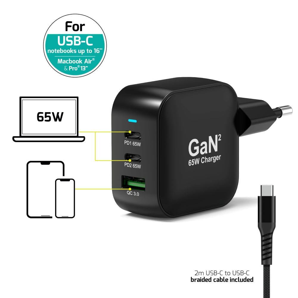 WALL CHARGER TYPE C PD 65W GaN CABLE EU