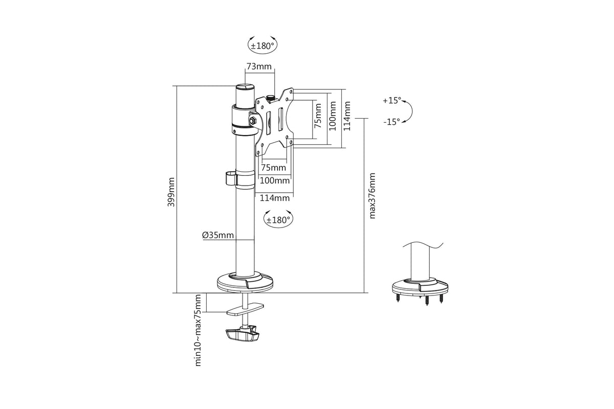 "Digitus DA-90397 support d'écran plat pour bureau 81,3 cm (32"") Noir"