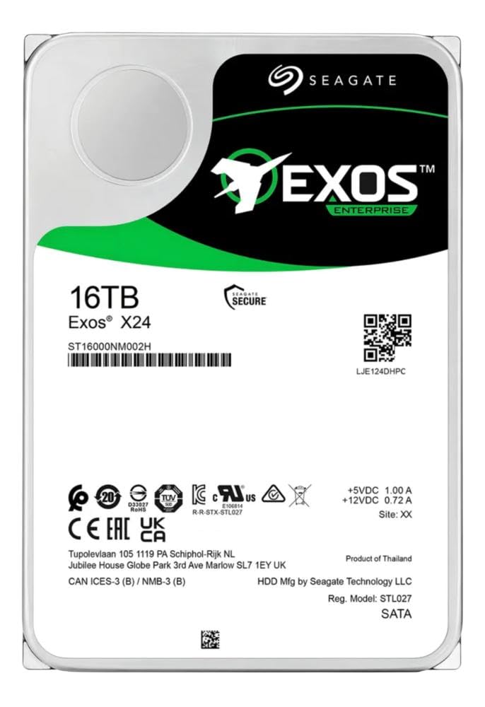 SEAGATE Exos X24 16To HDD SATA 6Gb/s 7200tpm 512Mo cache 3.5p 24x7 512e/4KN