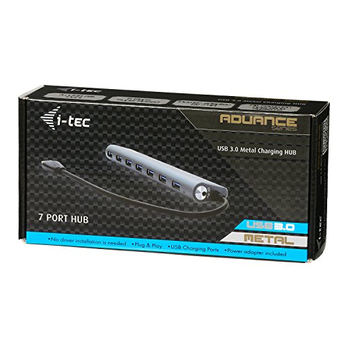 I-TEC USB 3.0 Metal Charging HUB 7 Port with power adaptor 7xUSB charging port. For Tablets Notebooks Ultrabooks PC