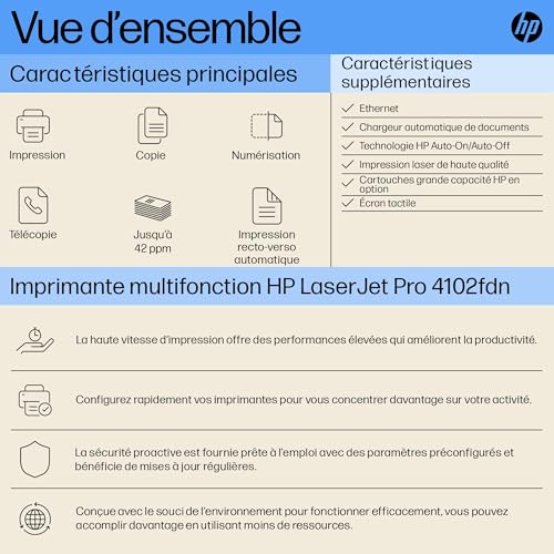 HP LaserJet Pro MFP 4102fdn MFP Mono laser 38ppm Copy 40ppm Print 350sheets LAN USB USB imprimante A4 multifonction laser monochrome