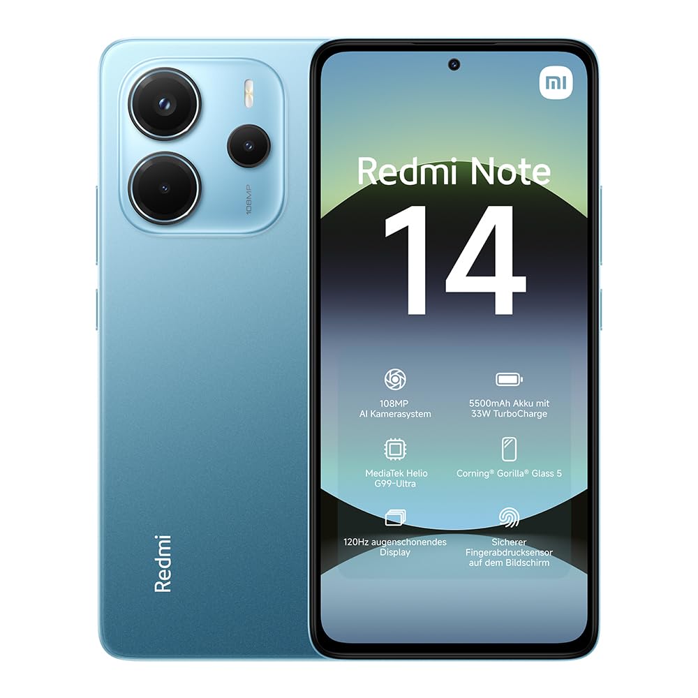 Xiaomi Redmi Note 14 4G (Double Sim - 6.67", 256 Go, 8 Go RAM) Bleu