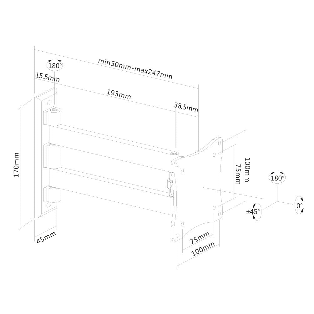 NEOMOUNTS FPMA-W820BLACK Support décran mural 10-27p - orientable