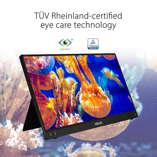 ASUS ZenScreen MB16ACV Portable USB Monitor 15.6p Full HD IPS Hybrid Signal Solution USB Type-C Flicker Free Blue Light Filter