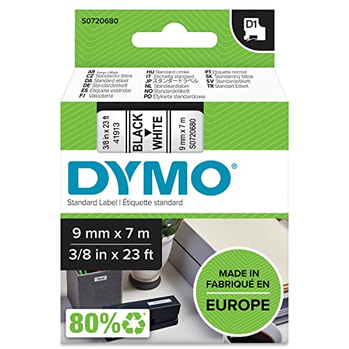 DYMO Ruban d étiquettes autocollantes D1 19 mm x 7 m, blanc sur noir
