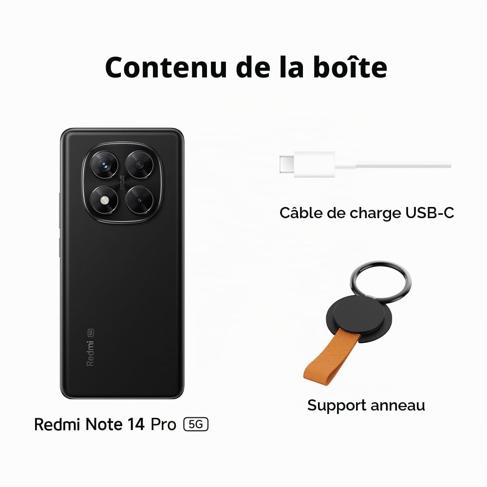 Xiaomi Redmi Note 14 Pro 5G (Double Sim - 6.67", 256 Go, 8 Go RAM) Noir