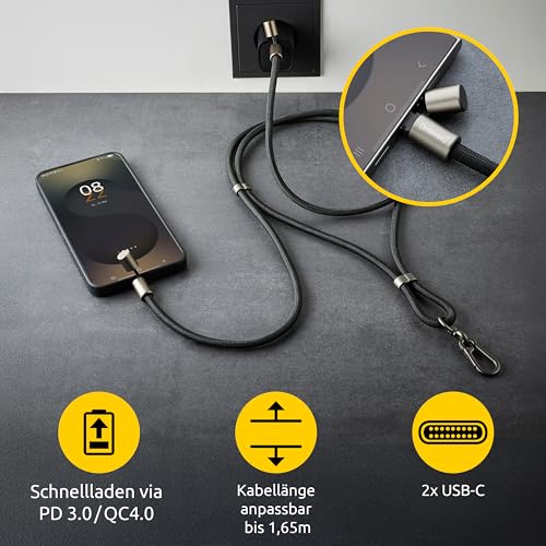 INTENSO Lanière de chargement pour téléphone portable noire