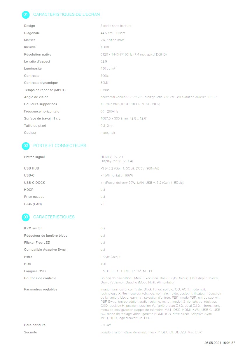 44.5" DQHD VA-Curved Gaming 1500R