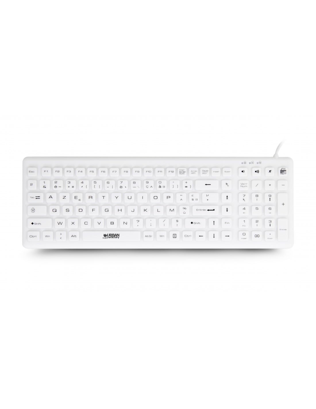 URBAN FACTORY USB wired keyboard ABS silicone White Antimicrobial treatment QWERTY