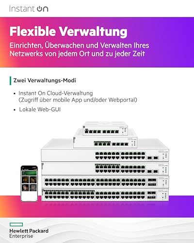 HPE Networking Instant On 1830 48G 4SFP Switch Commutateur intelligent 48 x 10/100/1000 + 4 x Gigabit SFP de bureau