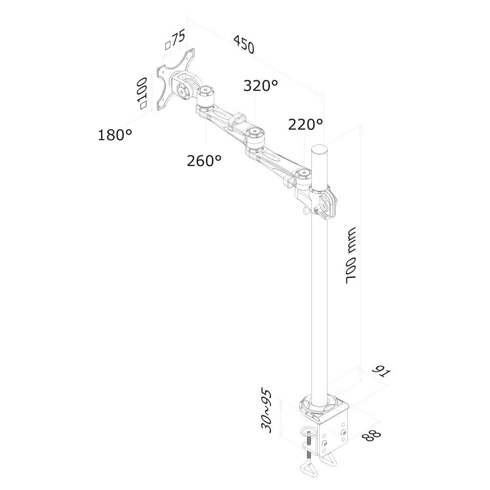 NEOMOUNTS FPMA-D935POLE70 Support décran à fixer 10-30p