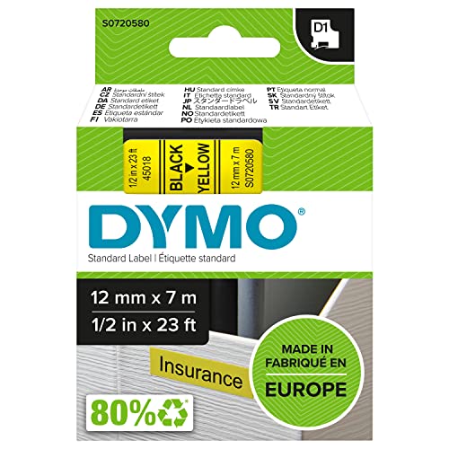 DYMO Ruban D1 - 12 mm noir sur jaune