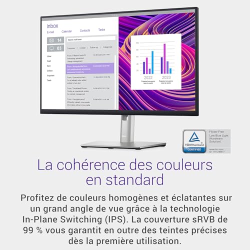 "DELL P Series P2723D 68,6 cm (27"") 2560 x 1440 pixels Quad HD LCD Noir, Argent"