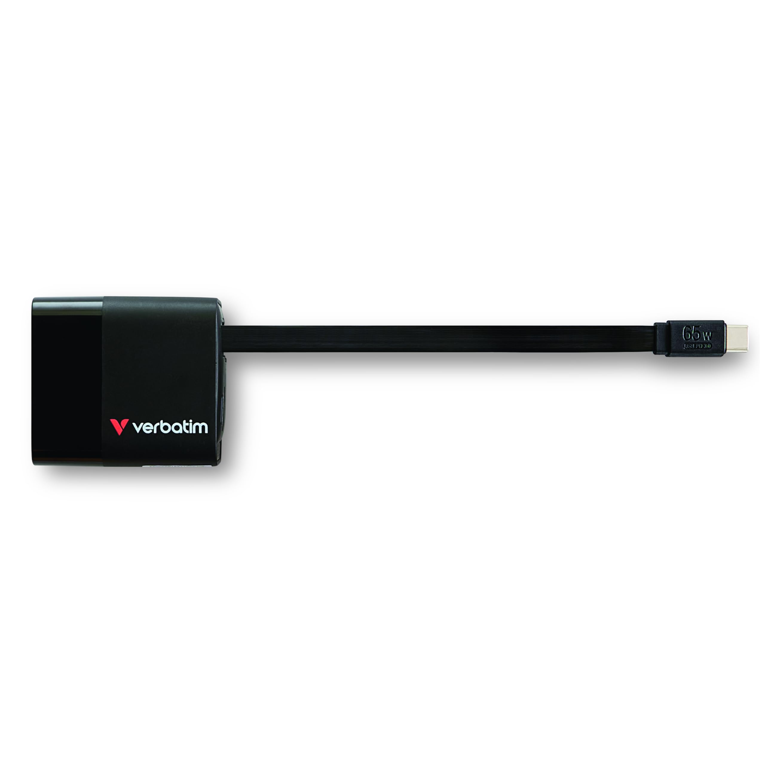 VERBATIM GAN CHARGER 65W 2 PORT RETR CABLE US/EU/UK ADP WCF (P)