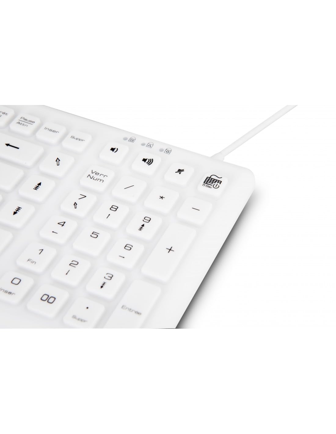 URBAN FACTORY USB wired keyboard ABS silicone White Antimicrobial treatment QWERTY