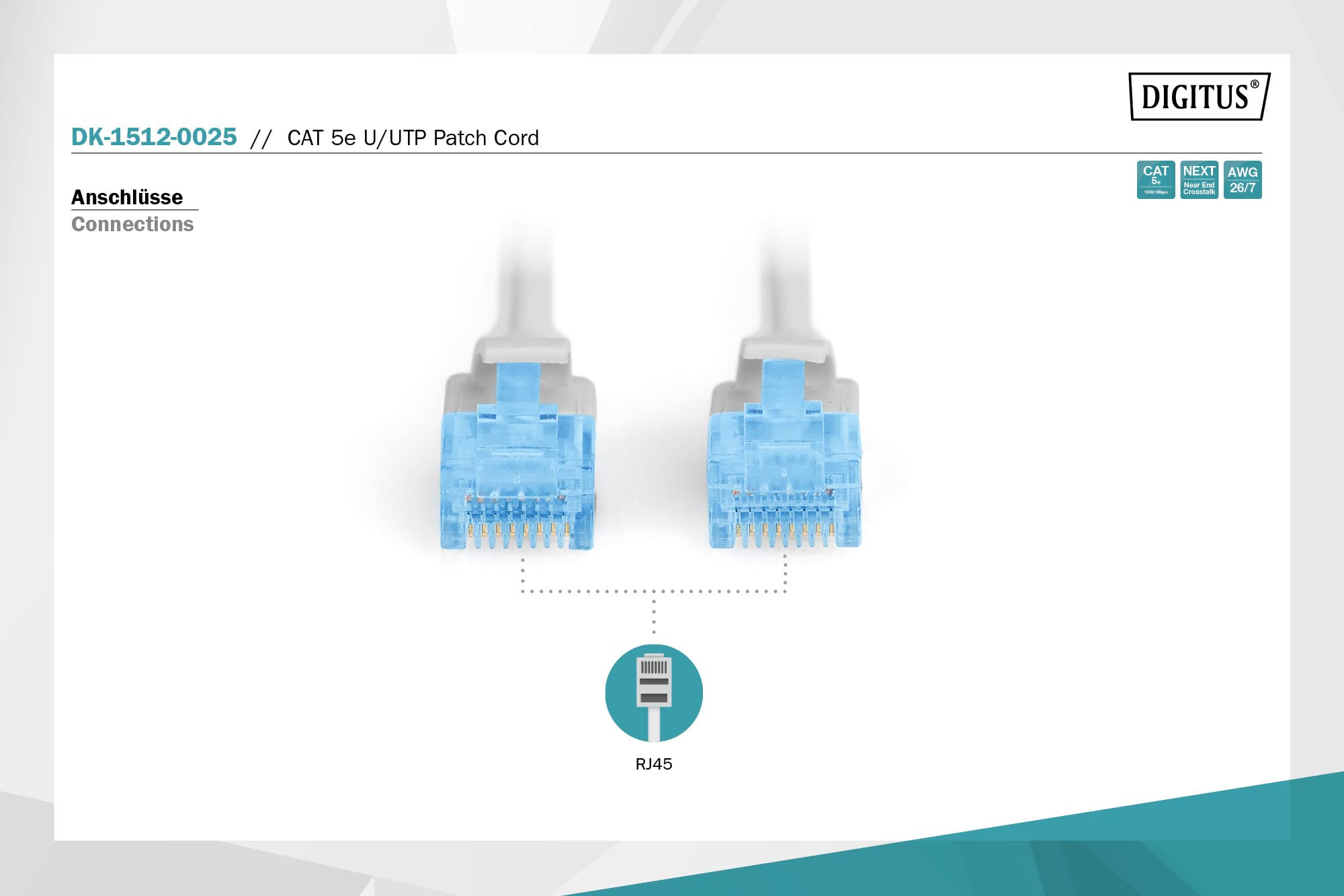 Digitus DK-1512-0025 Câble patch CAT 5e U/UTP 0,25m Gris RJ-45