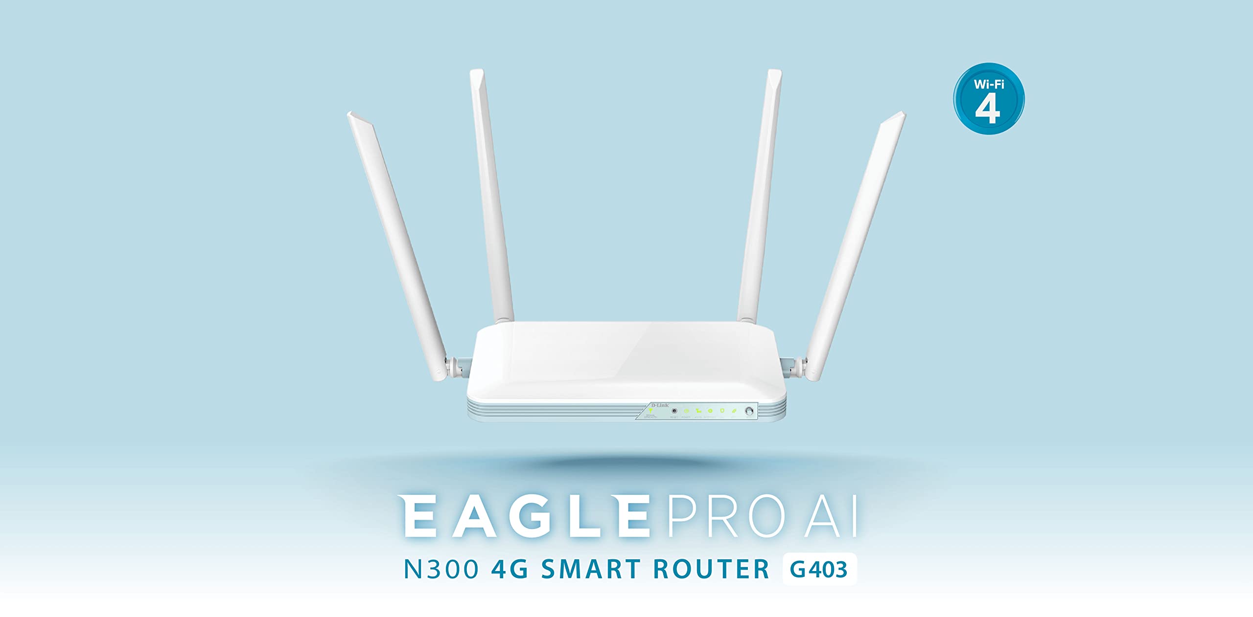 D-LINK Eagle Pro AI 4G LTE Cat. 4 Desktop Router And Auto WAN 4G backup 4x 10/100Mbps LAN ports 1x 10/100Mbps WAN port