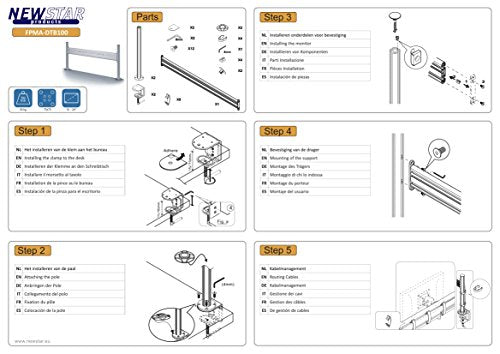 NEOMOUNTS FPMA-DTB100 Rail de fixation de bureau 10-24p