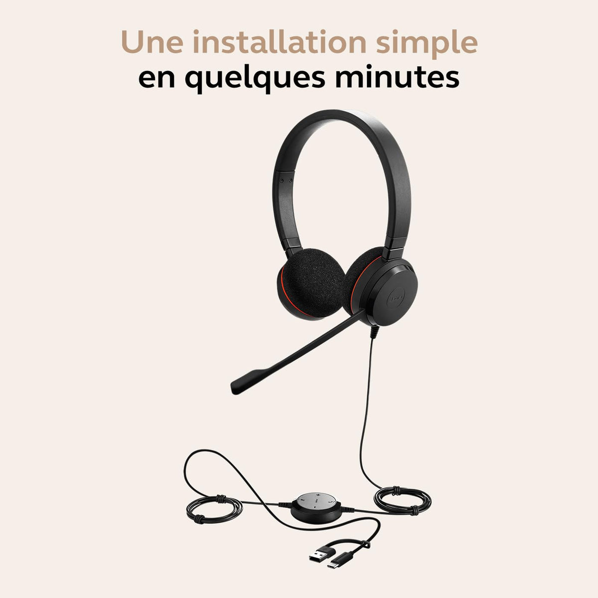 Jabra Evolve 20 Stereo MS USB C/A adapte