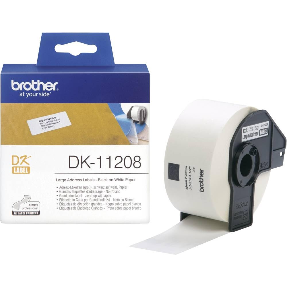 BROTHER P-TOUCH DK-11208 die-cut adress label big 38x90mm 400 labels