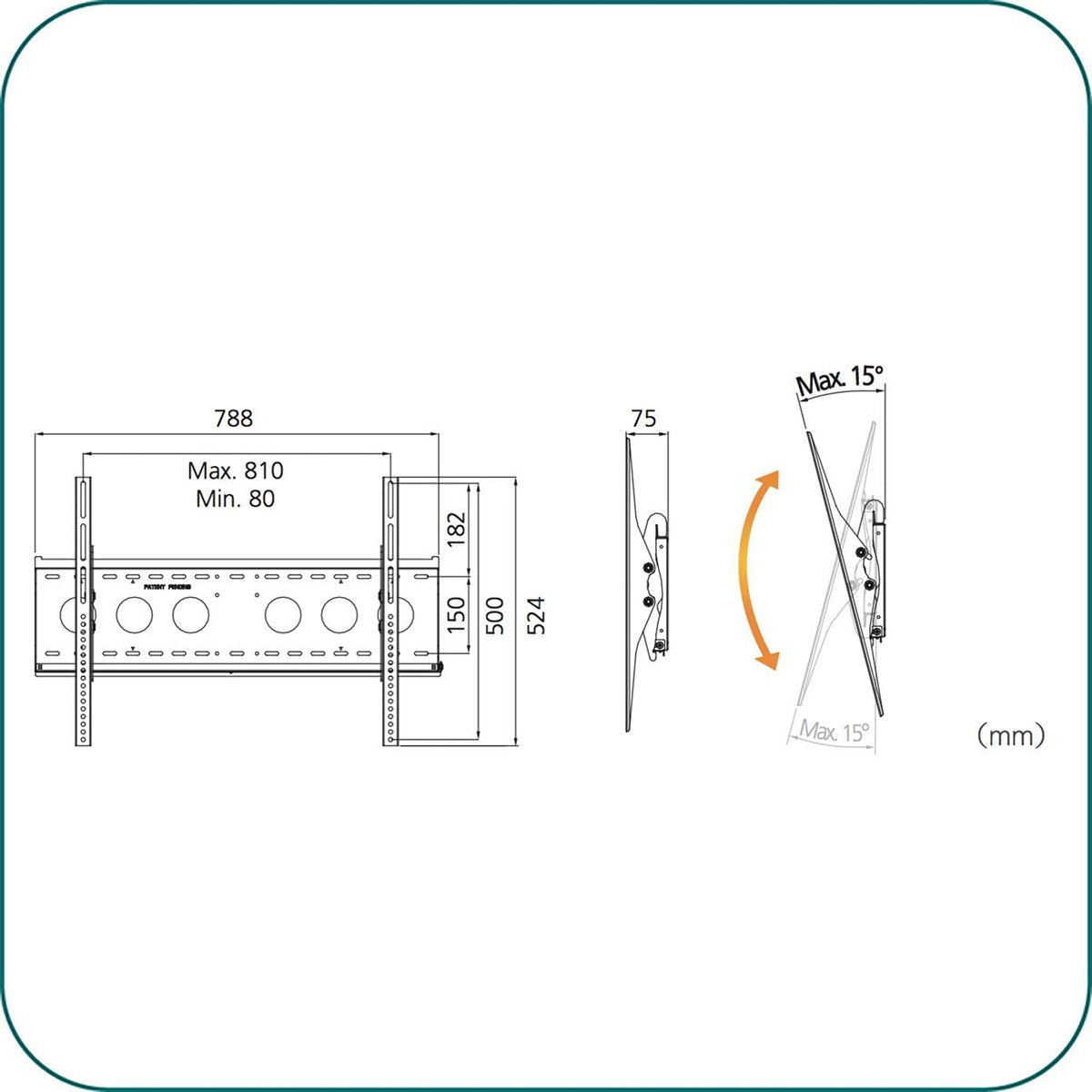 AAVARA Support mural EE8050 inclinable pour écrans 32-65"