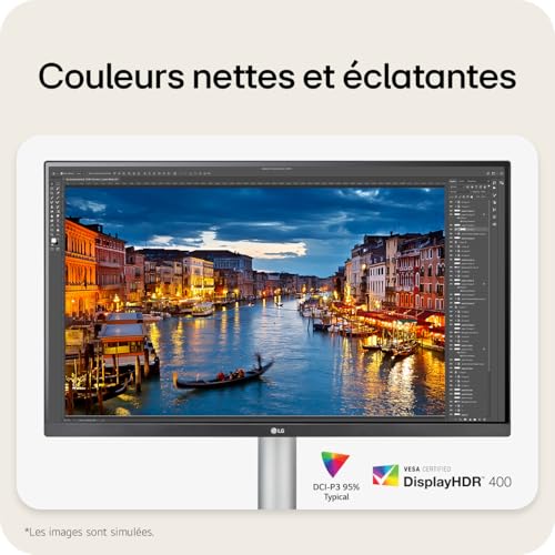 LG 27UP850K-W.AEU Écran LED - 27p - 3840 x 2160 4K UHD - IPS - 400 cd/m² - 1200:1 - DisplayHDR 400- 5ms - 2xHDMI, DP hauts parleurs